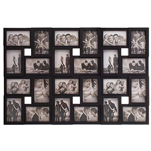 SPRINGOS Bilderrahmen Fotocollage für 24 Bilder Mehrfachrahmen Hoch-Querformat Kunststoffrahmen Wanddekoration Schwarz von SPRINGOS