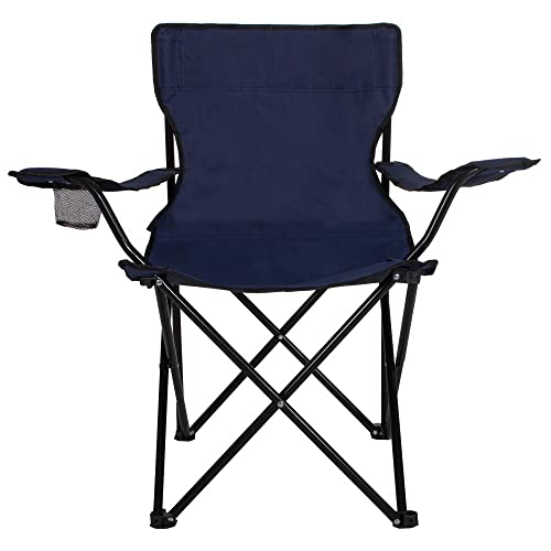 SPRINGOS Camping-Klappstuhl mit Getränkehalter, Angelstuhl, Outdoor-Klappstuhl, Outdoor-Picknick Stuhl, Strand, Garten (Marineblau) von SPRINGOS