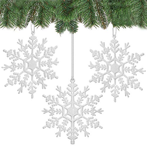 SPRINGOS Christbaumanhänger, Schneeflocken, 12 cm, bruchsicher, mit Glitzer (Weiß 3 STK.) von SPRINGOS