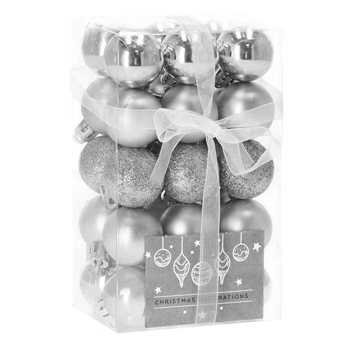 SPRINGOS Christbaumkugeln Kunstkugel 30 Stück bruchsicher Weihnachtskugel Glitzer Matt Glanz Weihnachtsdeko Weihnachten (Silber) von SPRINGOS