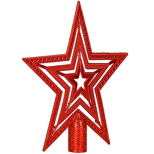 SPRINGOS Christbaumspitze Stern rot 10 cm Weihnachtsbaumschmuck Kunststoff Stern-Spitze von SPRINGOS