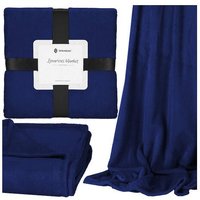 SPRINGOS Decke 200x220 cm Überwurf Wohndecke Tagesdecke Kuscheldecke royalblau glatte Oberfläche extra soft Sofadecke von SPRINGOS