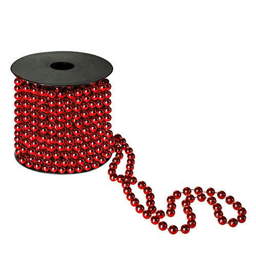 SPRINGOS Deko-Perlenkette Perlenband Rot 10 m Girlande Perlengirlande Perlenschnur Kunstperlen Weihnachtskette Tischdekoration Geburtstag Weihnachtsschmuck (Rot) von SPRINGOS