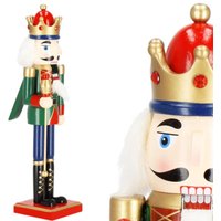 SPRINGOS Dekofigur Nussknacker König mit Krone 38 cm Weihnachtsdekoration Holzfigur von SPRINGOS