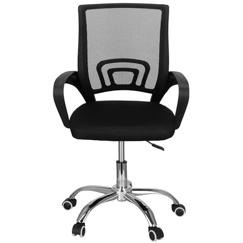 SPRINGOS Drehstuhl Bürostuhl verstellbar mit Mikroschnellgewebe, ergonomischer Lendenstütze, chromiertem Fuß und Silikonrollen, bis 120 kg von SPRINGOS
