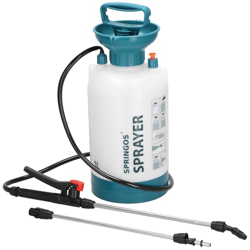 Drucksprüher 5L Teleskoprohr Mit 2 Sprühdüsen Garten Sprühgerät Für Unkrautpflege & Pflanzen Weiß Grün SPRINGOS von SPRINGOS