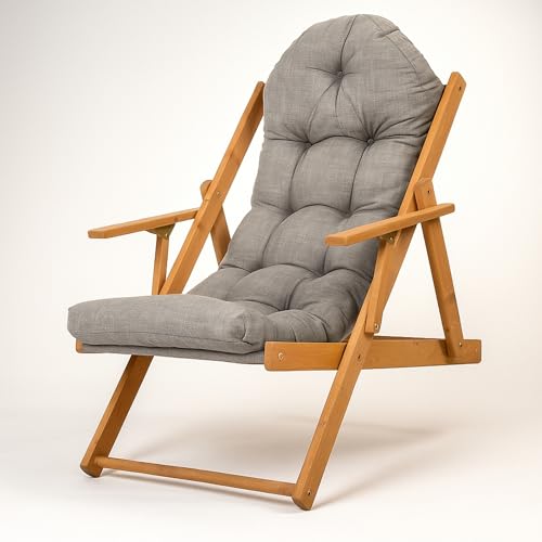 SPRINGOS Faltbarer Gartenstuhl Borneo aus Holz + 3-stufige Rückenlehnenverstellung + Kissen mit Blattmuster für Garten, Terrasse & Strand – Klappbar & Bequem SPRINGOS Faltbarer Gartenstuhl Borneo aus Holz + 3-stufige Rückenlehnenverstellung + Kissen mit Blattmuster für Garten, Terrasse & Strand – Klappbar & Bequem von SPRINGOS