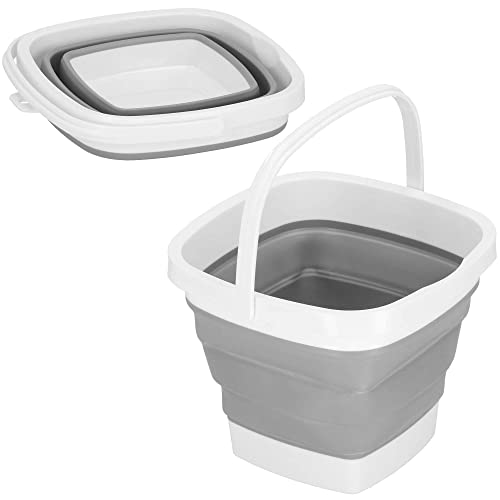 SPRINGOS Falteimer Silikon Universal 10 Liter Quadratischer Eimer mit Tragegriff von SPRINGOS