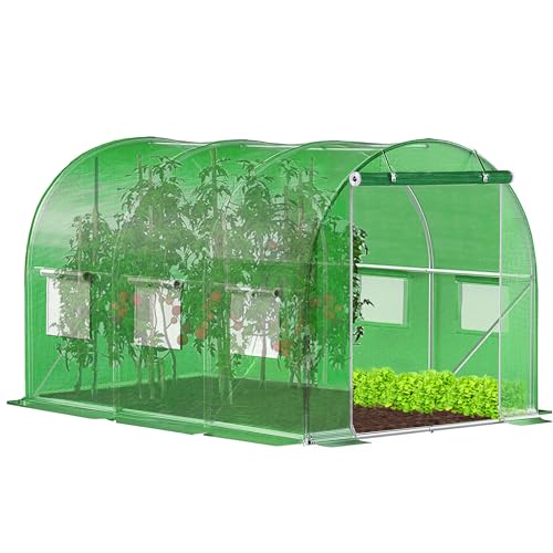 Gewächshaus klein - Foliengewächshaus winterfest mit stabiler Folie für Gewächshaus & Tomatenhaus -Treibhaus & Folientunnel Gewächshaus für Balkon, Garten, Anzucht & Pflanzenzucht - 200 x 300 x 200 cm von SPRINGOS