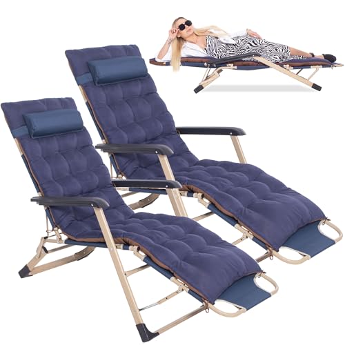 SPRINGOS Gartenliegen Gartenstühle mit Sitzkissen Kopfstütze Fußstütze 66 x 137 x 92 cm 2 Stück von SPRINGOS