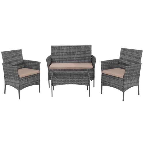 SPRINGOS Gartensitzgruppe für 4 Personen Tisch Stühle Sofa Polyrattan von SPRINGOS
