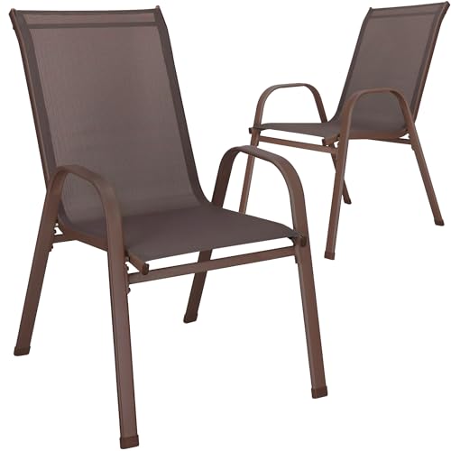 SPRINGOS Gartenstuhl 2er Set braun balkonstuhl mit armlehne wetterfester sitzkomfort für außenbereich und terrasse von SPRINGOS