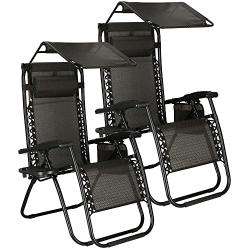 SPRINGOS Gartenstuhl Gartenliege 2 Stück Liegestuhl mit Sonnendach 110 x 67 x 80 cm Strandliege mit Kopfstütze Armlehnen Getränkehalter Fußstütze Liegestuhl-Set Ruhesessel SPRINGOS Gartenstuhl Gartenliege 2 Stück Liegestuhl mit Sonnendach 110 x 67 x 80 cm Strandliege mit Kopfstütze Armlehnen Getränkehalter Fußstütze Liegestuhl-Set Ruhesessel von SPRINGOS