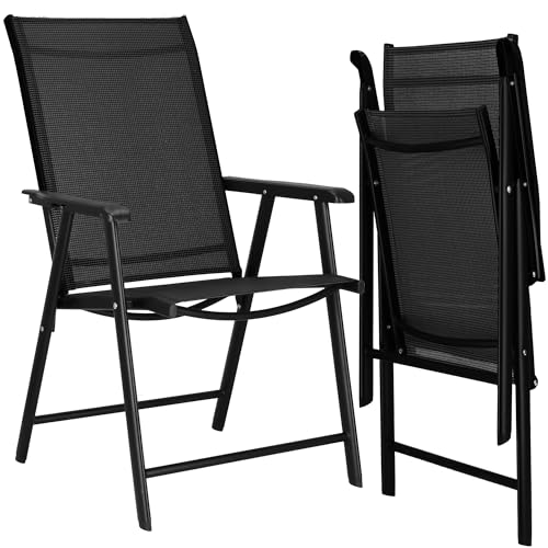SPRINGOS Gartenstuhl klappbar wetterfest 1 Stück Balkonstuhl aus Metall mit Textilene Armlehnen verstellbar klappstuhl Outdoor balkonmöbel gartenstühle Set für terrasse balkonset von SPRINGOS
