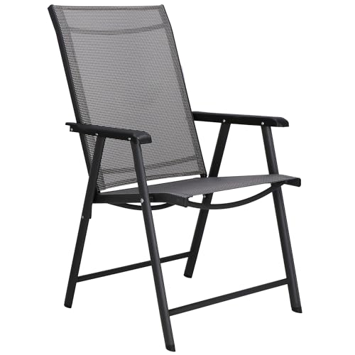 SPRINGOS Gartenstuhl mit Armlehnen 49x49x96 cm – Klappbarer Balkonstuhl, Wasserfester Terrassenstuhl aus Metall & Textilene, Platzsparender Klappstuhl für Garten von SPRINGOS