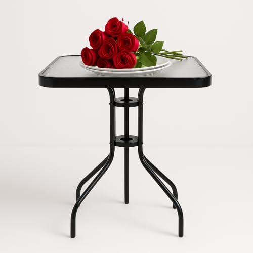 SPRINGOS Gartentisch Glastisch Beistelltisch Balkontisch Viereckig 60 x 60 x 70 cm Metalltisch für Innen- und Außenbereich SPRINGOS Gartentisch Glastisch Beistelltisch Balkontisch Viereckig 60 x 60 x 70 cm Metalltisch für Innen- und Außenbereich von SPRINGOS