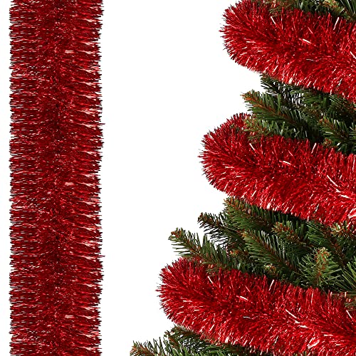 SPRINGOS Girlande für den Weihnachtsbaum Kunstgirlande Rot 7 cm x 6 m Baumboa Weihnachtsgirlande Weihnachtsdeko von SPRINGOS