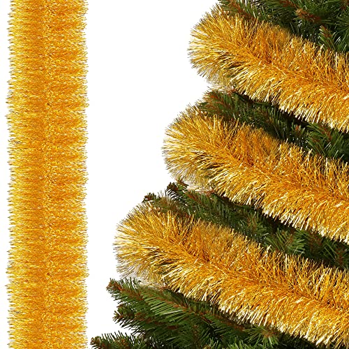 SPRINGOS Girlande für den Weihnachtsbaum goldfarben 10 cm x 6 m Baumboa Weihnachtsgirlande Weihnachtsdeko von SPRINGOS
