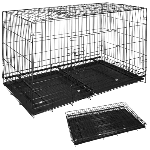 SPRINGOS Gitterkäfig Indoor-Kennel mit Bodenwannen Zwei Türen 100 x 70 x 60 cm von SPRINGOS