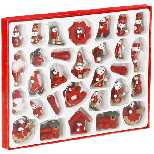 SPRINGOS Holzanhänger für Weihnachtsbaum 30-teiliges Set von SPRINGOS