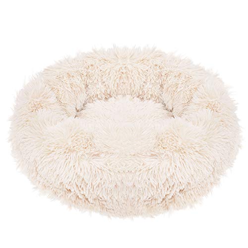 SPRINGOS Hundebett Liegeplatz Ø 70 cm Beige Rund Langhaar Schlafplatz (70 cm, Beige) von SPRINGOS