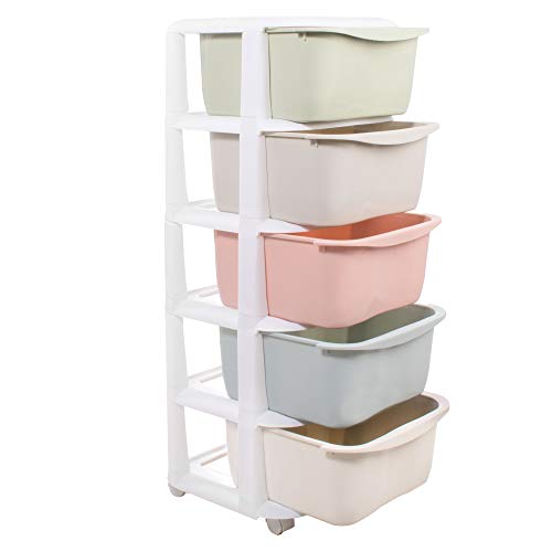 SPRINGOS Kinderregal Pastell 37x37x100 cm Kinderzimmer Rollwagen Badezimmer Mobilregal Aufbewahrungsboxen Kunststoffregal Container (Pastell, 37x37x100 cm) von SPRINGOS