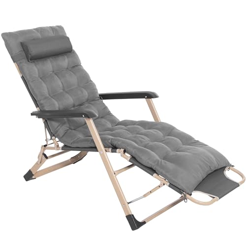 SPRINGOS Klappbare Gartenliege mit Kopfstütze & Fußstütze – Wetterfeste Sonnenliege für Garten, Balkon & Terrasse – Verstellbarer Liegestuhl mit Sitzkissen und Armlehnen, 66 x 137 x 92 cm von SPRINGOS