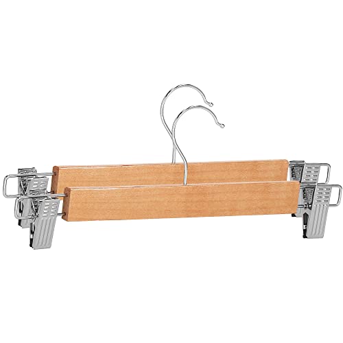 SPRINGOS Kleiderbügel 2er-Set Hosenbügel mit Klammern Holz 360° Metallhaken Röcke von SPRINGOS