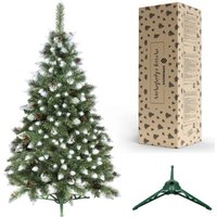 SPRINGOS Künstlicher Premium-Weihnachtsbaum 150 cm Diamantkiefer mit Kunstschnee und echten Zapfen Winter-Optik von SPRINGOS