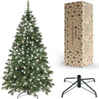 SPRINGOS Künstlicher Premium-Weihnachtsbaum 180 cm Diamantkiefer mit Kunstschnee und echten Zapfen Winter-Optik von SPRINGOS