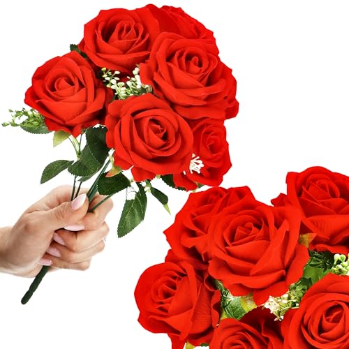 SPRINGOS Künstlicher Rosenstrauß Künstliche Rosen 7 Stück Blütenköpfe von SPRINGOS