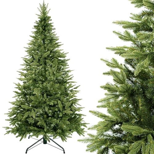 SPRINGOS Künstlicher Weihnachtsbaum Christbaum Fichte Natur 220 cm inkl. Christbaumständer Material PE-PVC Spritzguss von SPRINGOS
