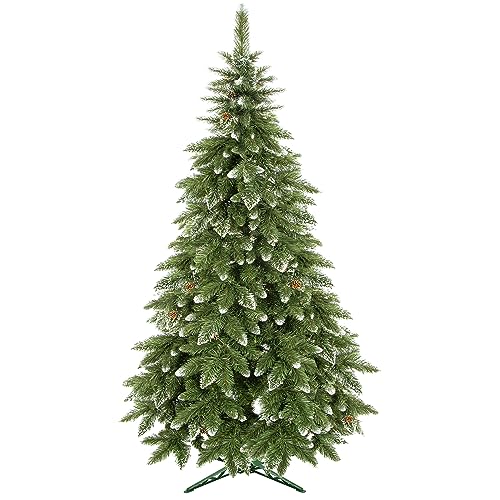 SPRINGOS Künstlicher Weihnachtsbaum Diamantkiefer Kunstschnee echte Zapfen 200 cm von SPRINGOS