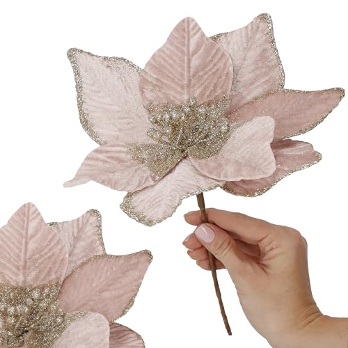 SPRINGOS Künstlicher Weihnachtsstern am Stiel Poinsettie Kunstblume Blumendeko 24 cm von SPRINGOS