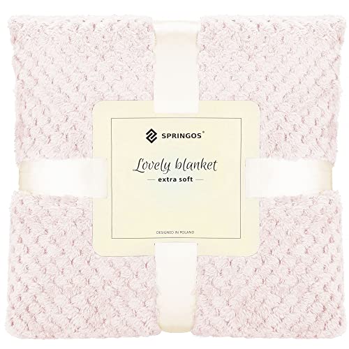 SPRINGOS Kuscheldecke 200 x 220 cm Flauschige Wohndecke Tagesdecke Textur Muschel-Muster Sofadecke Plaid Extra Soft von SPRINGOS