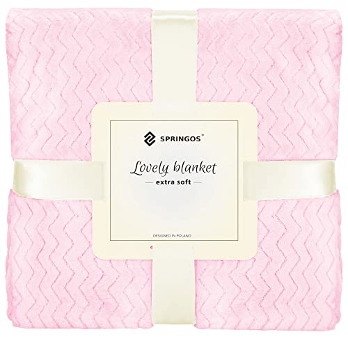 SPRINGOS Kuscheldecke 200 x 220 cm Zickzack-Muster gemütliche Wohndecke Tagesdecke für Kinderzimmer Schlafzimmer von SPRINGOS