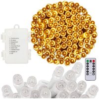 SPRINGOS LED-Lichterkette Weihnachtsbaumbeleuchtung 100 LEDs 8 Funktionen 10,5 m Batterie Outdoor Indoor Warmweiß von SPRINGOS