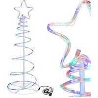 SPRINGOS LED Spiral-Lichterbaum mit Stern 135 cm hoch mit 192 LEDs multicolor LED-Weihnachtsbaum Spiral Tannenbaum für Innen und Außen Nachtlicht von SPRINGOS