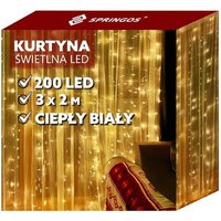 SPRINGOS Lichterkette Lichtervorhang 2 x 2 m Weihnachtsbeleuchtung LED Deko Innen 200 LEDs Fernbedienung 8 Leuchtmodi USB Warmweiß SPRINGOS Lichterkette Lichtervorhang 2 x 2 m Weihnachtsbeleuchtung LED Deko Innen 200 LEDs Fernbedienung 8 Leuchtmodi USB Warmweiß von SPRINGOS