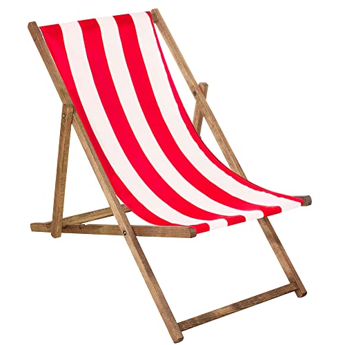 SPRINGOS Liegestuhl Gartenliege Klappstuhl aus Holz imprägniert klappbar Relaxliege Campingstuhl Strandstuhl Buchenholz von SPRINGOS