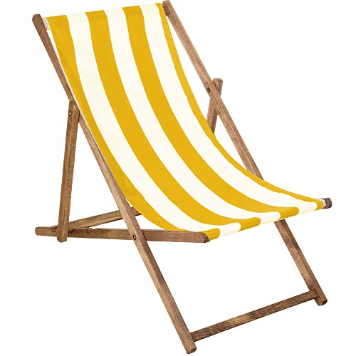 SPRINGOS Liegestuhl Gartenliege Klappstuhl aus Holz imprägniert klappbar Relaxliege Campingstuhl Strandstuhl Buchenholz von SPRINGOS