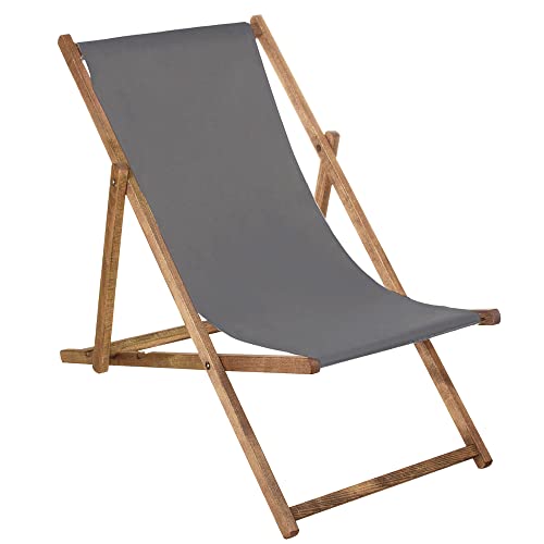 SPRINGOS Liegestuhl Gartenliege Klappstuhl aus Holz imprägniert klappbar Relaxliege Campingstuhl Strandstuhl Buchenholz von SPRINGOS