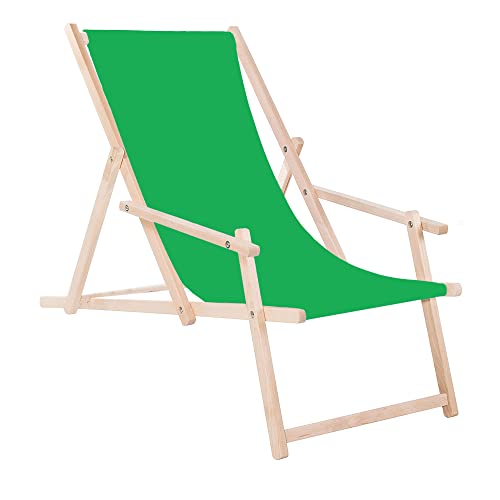 SPRINGOS Liegestuhl aus Buchenholz Sonnenliege Gartenliege mit Armlehnen Strandliege von SPRINGOS