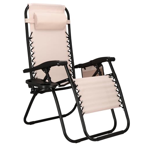 SPRINGOS Liegestuhl mit Kopfstütze Fußableger Beistelltisch Hängetasche von SPRINGOS