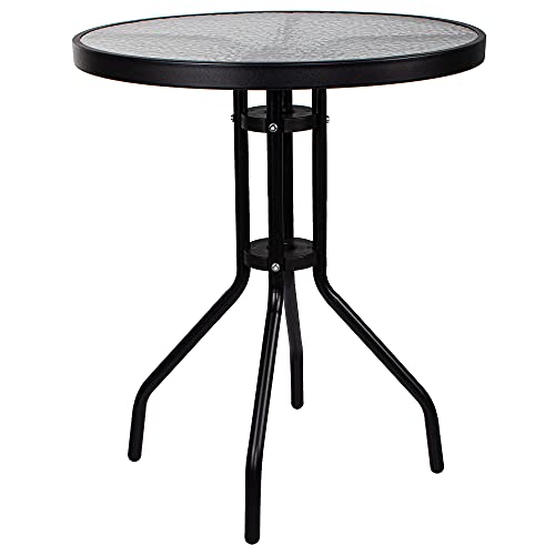 SPRINGOS Metalltisch Rund 60 cm mit Glasplatte – Wetterfester Balkontisch für Innen & Außen, Tischplatte gehärtetes Glas, Garten & Terrasse von SPRINGOS