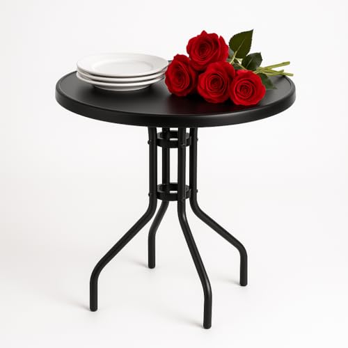 SPRINGOS Metalltisch mit Glasplatte Rundform 60 x 70 cm von SPRINGOS