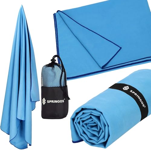 SPRINGOS Mikrofaser Handtuch Strandtuch Schnelltrocknendes Handtuch 90 x 180 cm Pool-Handtuch inkl. Packbeutel Sommer-Strandtuch Sitzunterlage von SPRINGOS