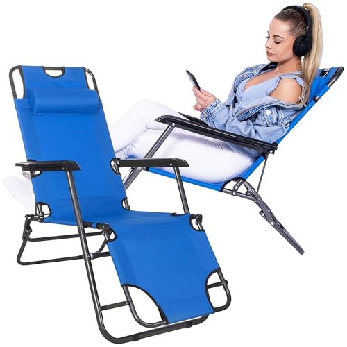 SPRINGOS Gartenliege klappbar – Relaxliege Outdoor mit ergonomischem Kissen & Liegefunktion – Wetterfester Liegestuhl für Terrasse, Balkon & Camping 60 x 120 x 85 cm von SPRINGOS