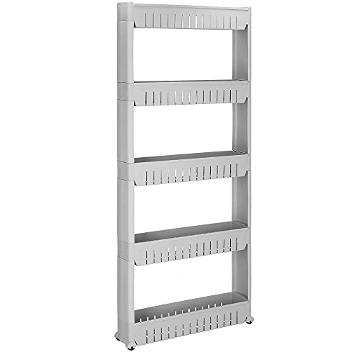 SPRINGOS Mobilregal 5 Ablagen Baderegal Standregal Ständer Waschmaschinenregal Badezimmer Bad WC Allzweck Regal (Grau - 131,5 x 54 x 12,5 cm) von SPRINGOS