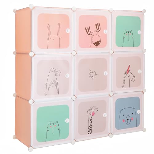 SPRINGOS Modulare Kinderschrank für Kleidung Spielzeug 9X Bunte Organisation für das Kinderzimmer von SPRINGOS